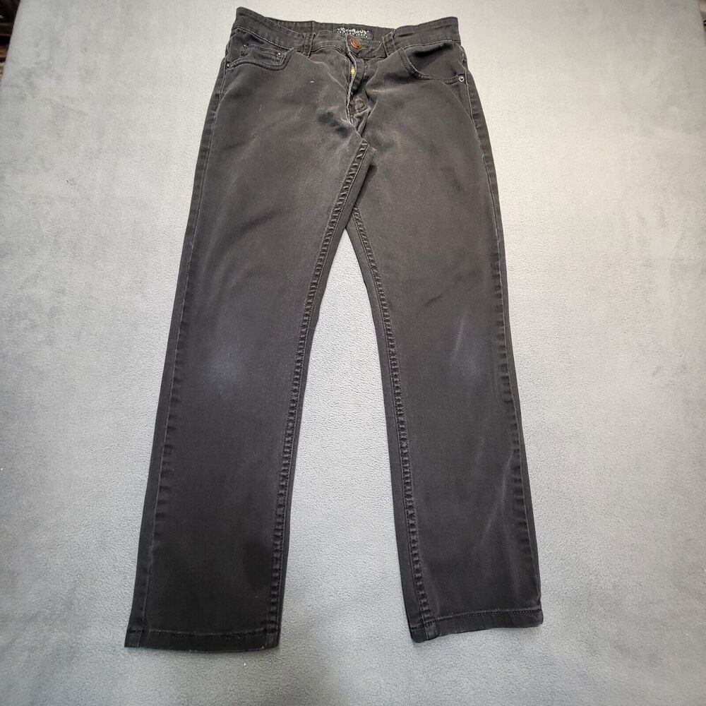 Victorious Jeans Mens 30x28 Black Straight Leg Distressed Stretch Denim